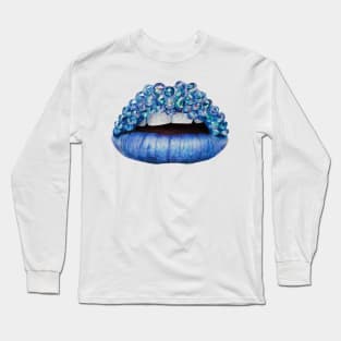 Blue Lips Long Sleeve T-Shirt